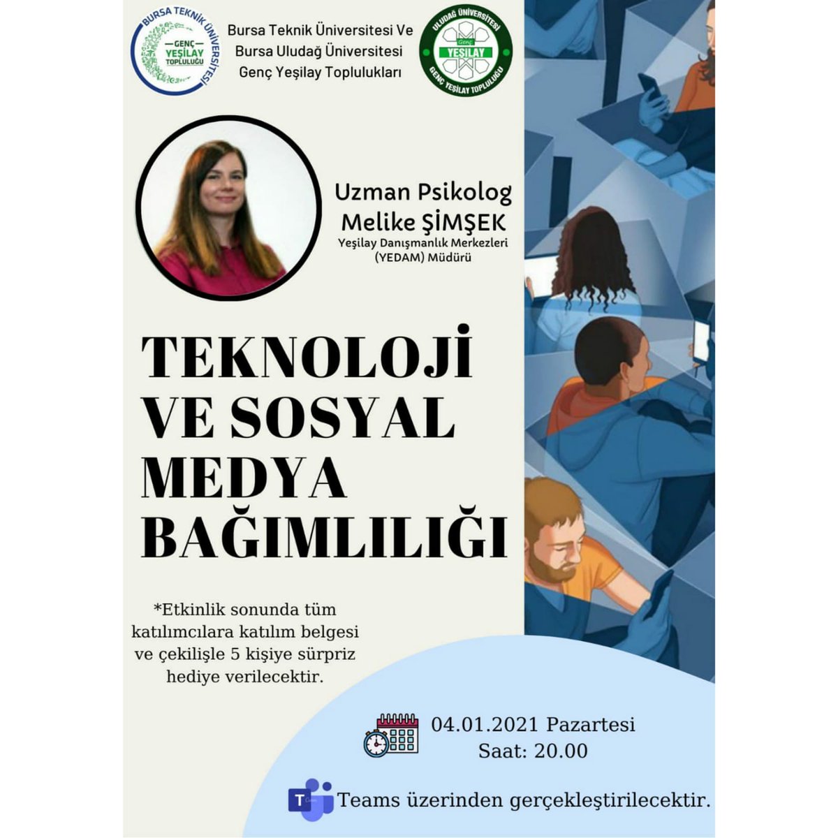 Etkinlik teams üzerinden gerçekleştirilecektir. Katılmak için mesaj atabilirsiniz 😊💚