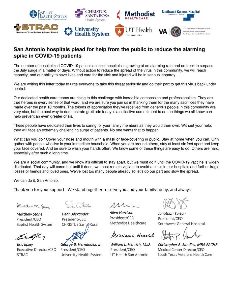 SA narrowly avoided that last time, but we may not with this surge. Our surge hasn’t showed signs of abating yet. Read the full letter: