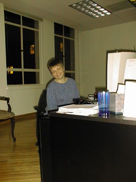 Laurie Pitman. who pretty much held the whole company together, brought us the website, graphics, and docs, and htmlKona, and universally held in awe for putting up with me. she always got the biggest monitor, even though she was 17” shorter than Paul