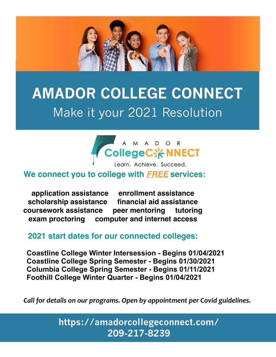 AmadorLearning's tweet image. Local college opportunities.  217-8239 amadorcollegeconnect.com.