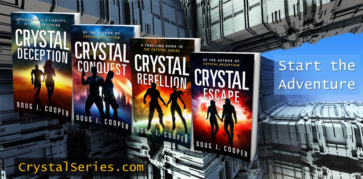 “Captivated trying to figure out what was going to happen next.”
The Crystal Series – futuristic thrill rides
Start with first book CRYSTAL DECEPTION
Series info: CrystalSeries.com
Buy link: amazon.com/default/e/B00F…
#asmsg #ian1