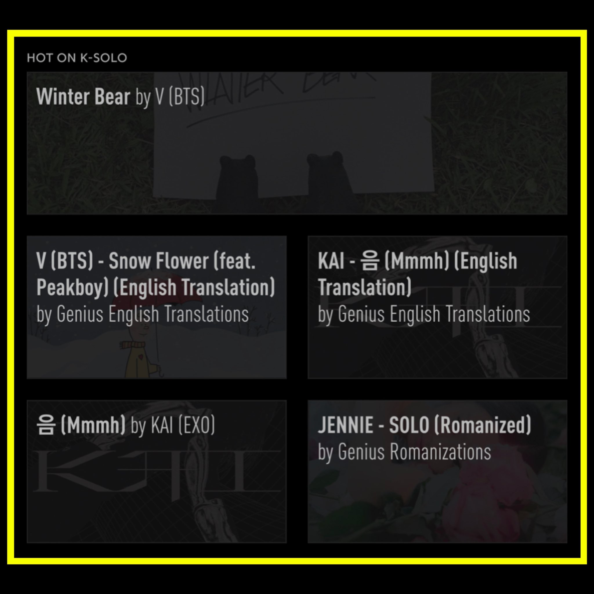 Genius Korea Here S The First Geniuscharts Update Of 21 Top K Pop Dynamite By Bts Top K Hip Hop Life Goes On By Bts Top K Ballad Winter Bear By V Bts Top K R Amp B