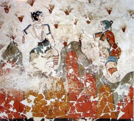 And right after the first rains, the wild flowers appear everywhere. Including saffron crocuses which flower in November - December...They were picked by Minoan women, as depicted on these Minoan frescoes... More in:  https://oldeuropeanculture.blogspot.com/2020/02/saffron.html