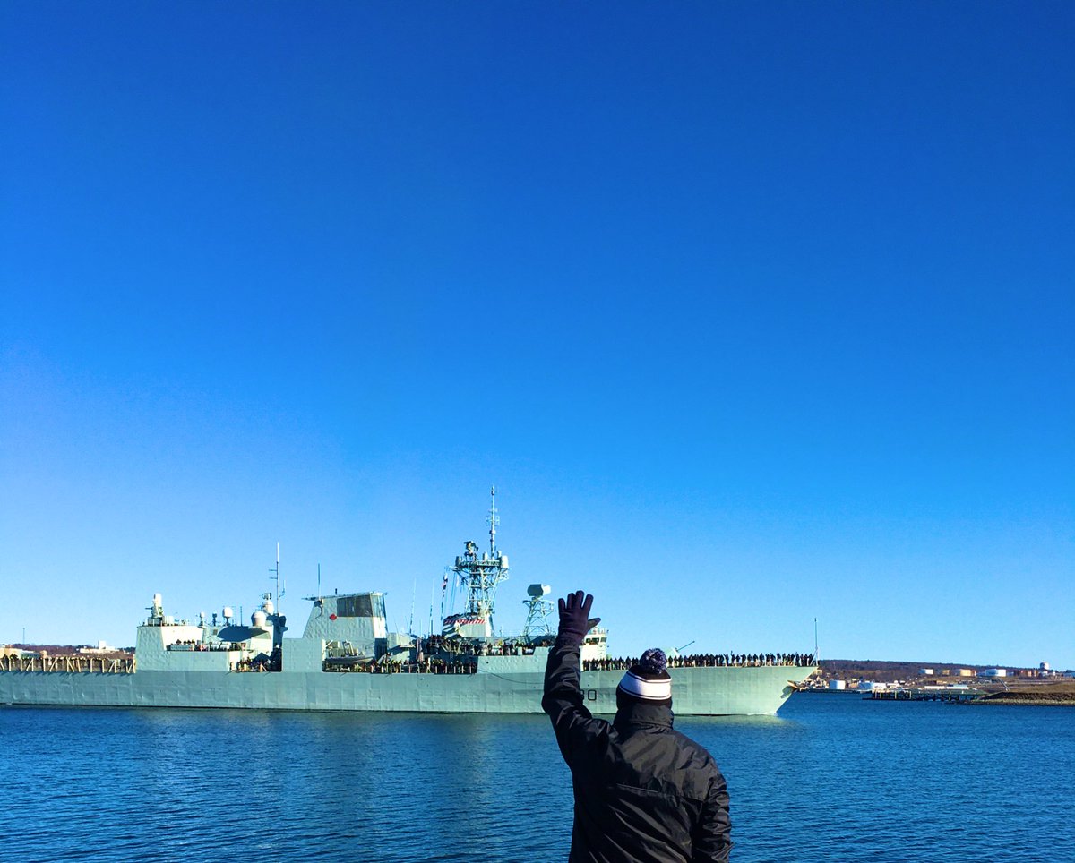 HRMFRC's tweet photo. What a beautiful morning to see off the crew of HMCS Halifax from the Halifax waterfront.

Fair winds and following seas HMCS Halifax. We patiently await your return. https://t.co/qmJMGydaYZ