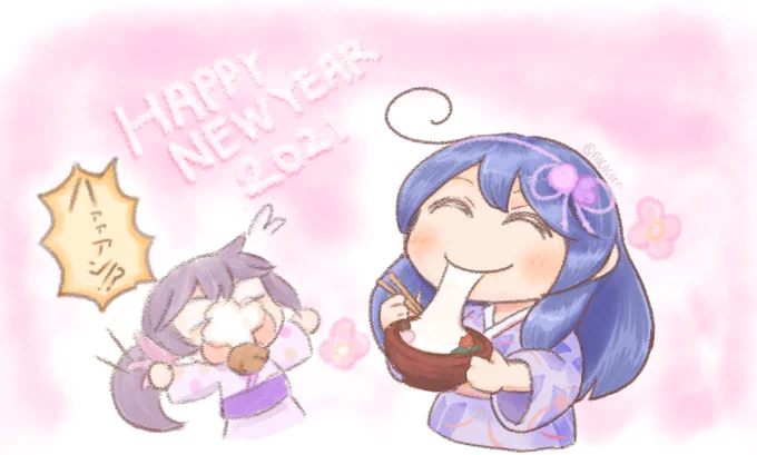 お正月はお雑煮がおいしいですねっ♪

ヤッター!お餅びよ～ん潮ちゃんできたよー!
#艦これ 