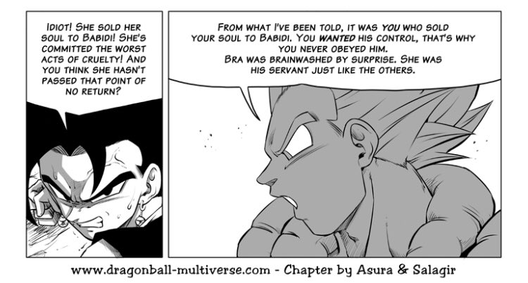 I hate this manga so much 

Yes, vegeta had a garbage resolution in DBZ both of them deserve shit 