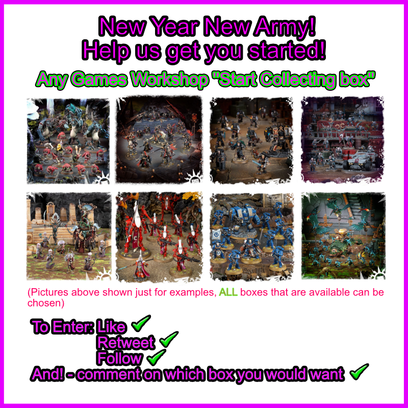 Jimmy_The_Brush's tweet image. Well it's that time of year! Let's help someone get started on a new army! 

Rules same as last time, to enter: 
🟢Like
🟢Retweet
🟢Be a follower
🟢Comment on which ''start collecting box'' you would want! 

Closing and picking winner on the 17th of Jan ❤️

#Warmongers