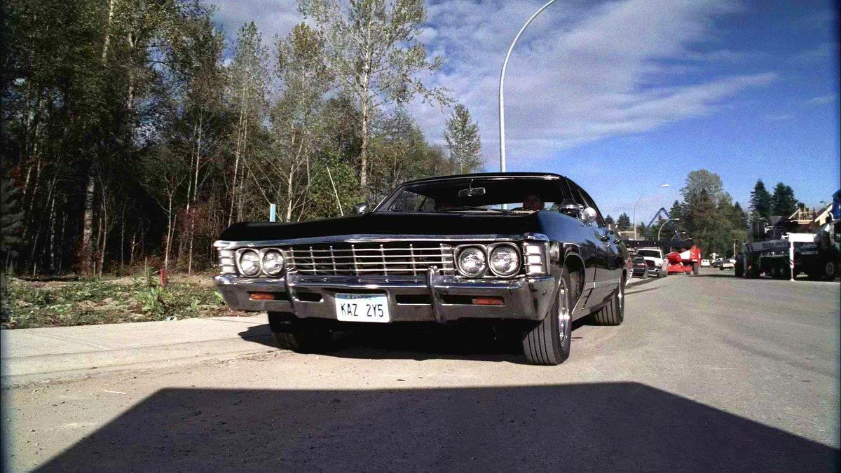As  @GameoverAliens Hudson and myself come up to the  #Morningside town limits looking for that turnoff this sweet looking black Chevrolet Impala passes by us driving like a bat out of Hell! "Kansas" comes on the radio with "Carry On Wayward Son "  #Supernatural