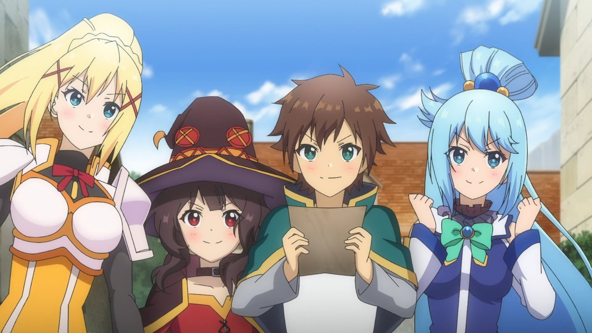 KonoSuba: Fantastic Days on X: Happy New Year from Kazuma and his party!  🥳 Are you ready to embark on an adventure with the legendary party of  Kazuma, Aqua, Megumin and Darkness?!