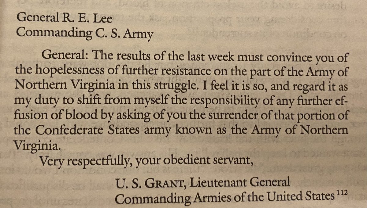 Grant’s letter to Lee asking for his surrender at the end of the war.
