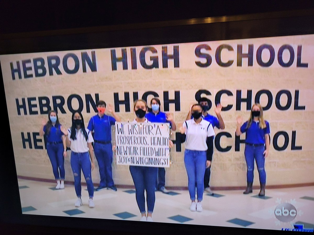 Although <a href="/TheHebronBand/">THE HEBRON BAND</a> appearance in <a href="/RoseParade/">Rose Parade</a> has been pushed back one year, it's so nice to see <a href="/Hebron_HS/">Hebron High School</a> offering a 2021 #MessageOfHope on national TV today. #HappyNewYear2021 from the Hebron High School community. #hpnd