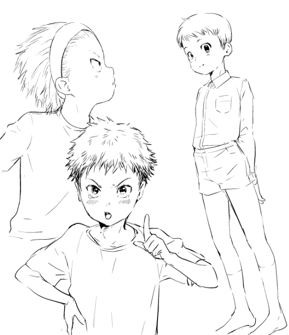 年賀状印刷する間暇でらくがき。そろそろ少年かきたいねぇ 