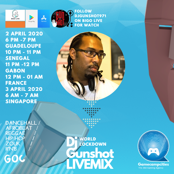 thegamecamper's tweet photo. #Congratulations ๐ to #GCC360 Dj @Gunshot97120 ๐ฌ๐ต first Dj from Guadeloupe to mix on @bigolive Singapore including 5 locations during the pandemic #Africa #Asia #COVID19 #mxglabs #gaming x #music https://t.co/umvKCBGwpt