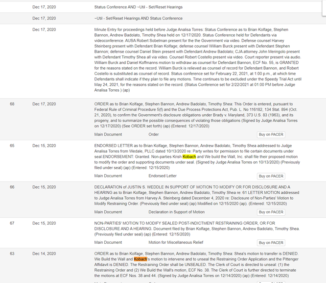 Defendants Bannon, et al made a motion to appeal it the next day. Kris Kobach appears (of course). https://www.courtlistener.com/docket/17462184/united-states-v-kolfage/?filed_after=&filed_before=&entry_gte=&entry_lte=&order_by=desc