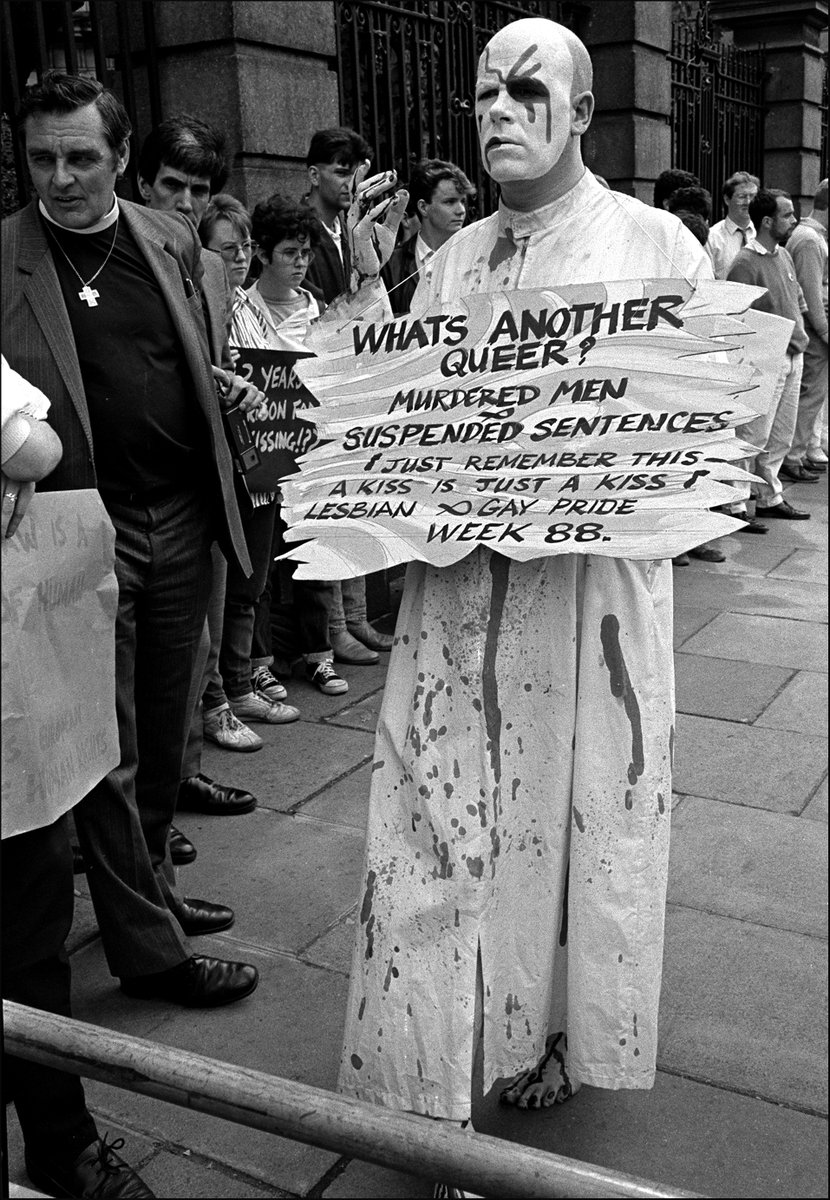 Thom McGinty, better known as the Diceman, was a Scottish actor, model and street artist specialising in mime. Both his parents were Irish, and he become famous her as a living statue, mainly on Grafton Street but also used his artform to raise awareness around Gay Rights.