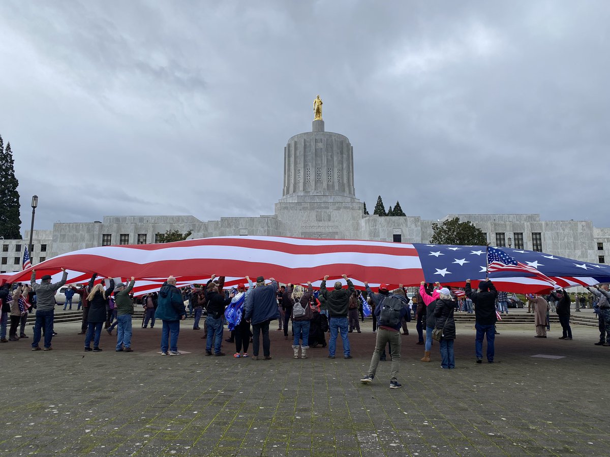 Trump supporters and Proud boys at the Oregon Capitol protesting the lockdown
