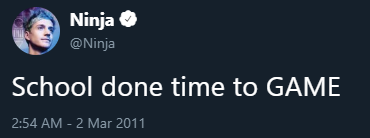 nopeify's tweet photo. reminder that nobody will ever have tweets as good as ninja https://t.co/xTb1ckkg9L