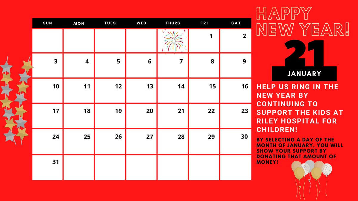 UIndyDM's tweet image. Happy New Year! Here is a fun calendar to kick off your fundraising for 2021. Let’s raise some money #forthekids !