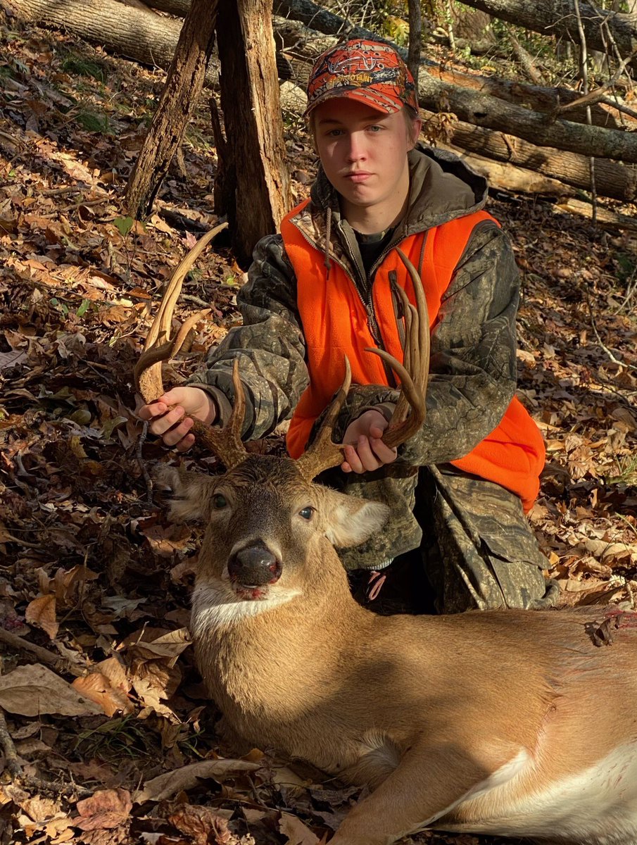 John_Courson's tweet photo. @NCWildlife My son Wil Courson’s first muzzle loader and first buck. Opening morning in Stokes county,NC. https://t.co/10CZElgFAU