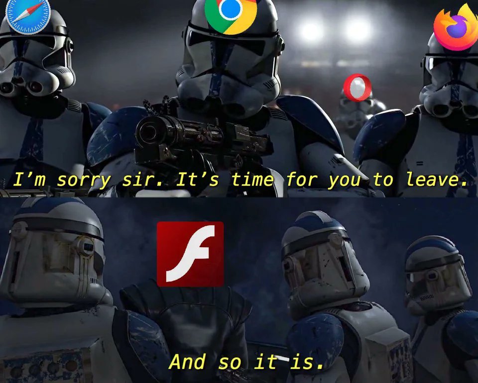 Tassenhenkel1's tweet photo. Der Flash-Player ist nun ein offizielles Relikt der Vergangenheit. #ripflashplayer https://t.co/rqqo6WQwH0
