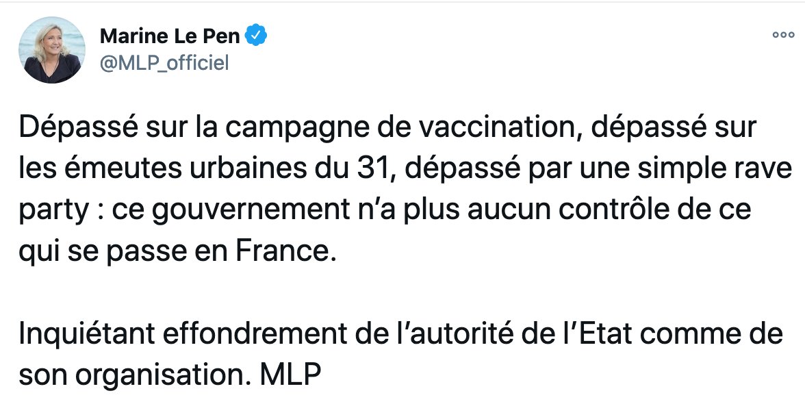 paul_denton's tweet image. Sans rire, Marine Le Pen évoque "un effondrement de l'Etat", Les LR se frottent les mains et LREM parle de "zadistes" (sic!)... pour une rave-party. #Lieuron  #raveparty