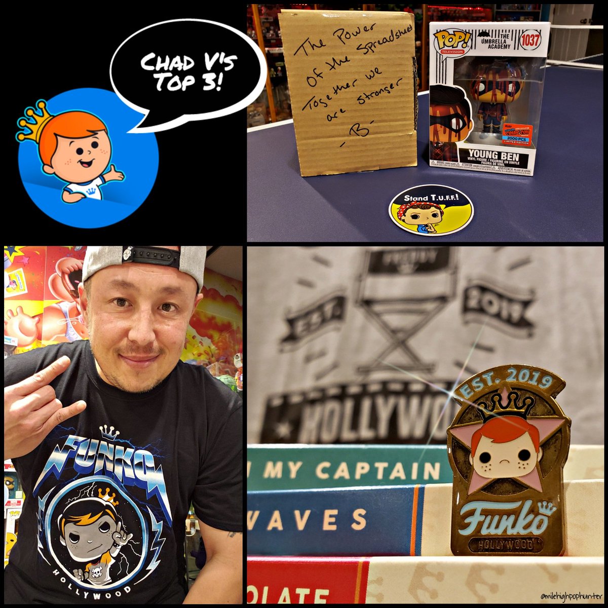 MileHighPopHunt's tweet photo. @funko 1. NYCC Young Ben
2. Funko Hollywood Anniversary Pin
3. Freddy Metal Hollywood Tee
#funkotop3 #myfunkostory https://t.co/uGUYnzmS29
