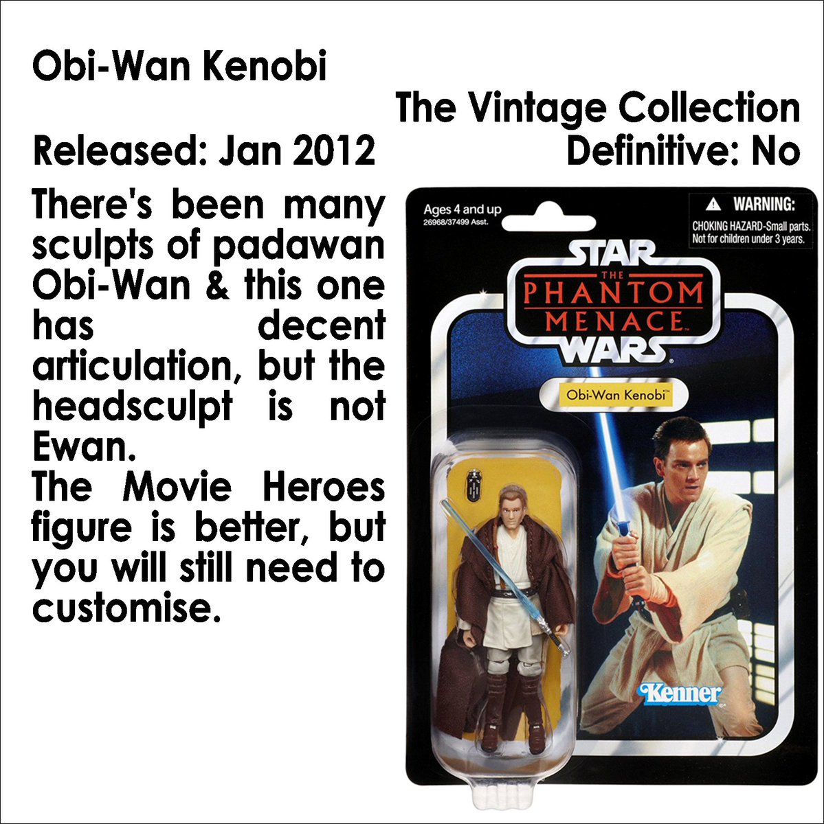 ToysJedi's tweet photo. #ActionFigureOfTheDay #ObiWanKenobi from #TheVintageCollection line. There's been many sculpts of padawan Obi-Wan & this one has decent articulation, but the headsculpt is not Ewan. The Movie Heroes figure is better, but you will still need to customise. #DefinitelyNotDefinitive https://t.co/nxFl5TnQej