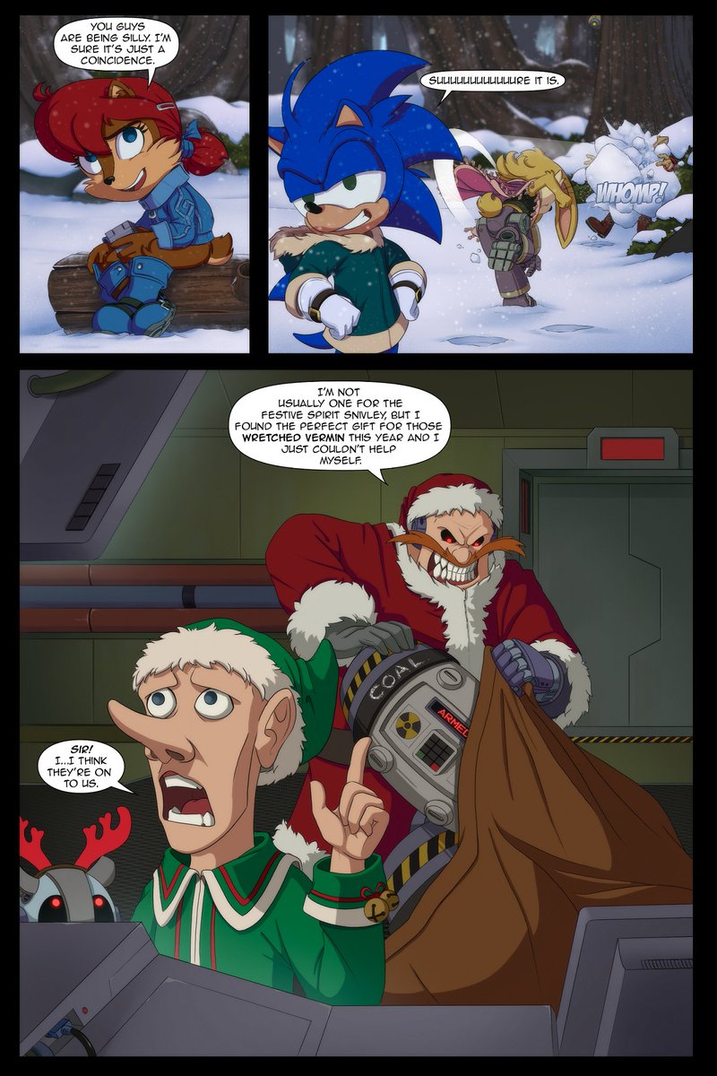 KnotholeTeam's tweet photo. Belated Christmas gift for you all! Sorry for the wait, Nex was busy with commitments to @TeamSea3on but now we can share our little Christmas short, 'Old Saint Julian'! Enjoy!

And here's to a great 2021!

#KNOTHOLE #SonicTheHedgehog #SatAM #SallyAcorn #BunnieRabbot https://t.co/4X0RWOouDG
