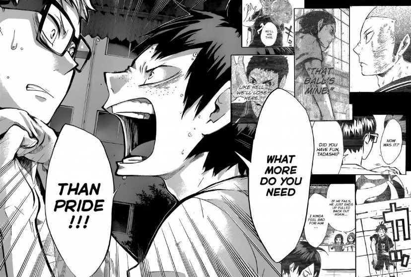 As someone who isn’t strong enough to be a regular and feels like he squandered his one chance, Yamaguchi is the one to start to bring Tsukishima to his senses and make him realize you don’t have to have some grand reason to give it your all at something
