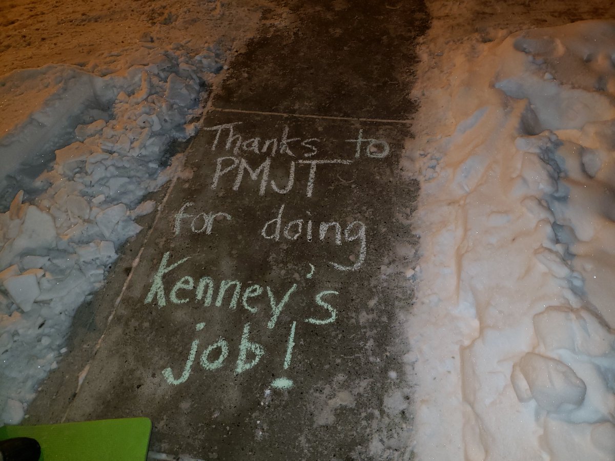 Fighting_for_AB's tweet photo. A response to Jason Kenney's press conference today, in sidewalk chalk!

#ABChalks #BetterOffWithRachel #Rachel2023 #DontGoBreakingMyParks #RemoveKenney #DefendABParks #DefundABprivateSchools
#HandsOffMyPension #StandUpToKenney #ChristmasGate

https://t.co/N7W9XDYBeO https://t.co/sJLc8iPyeZ