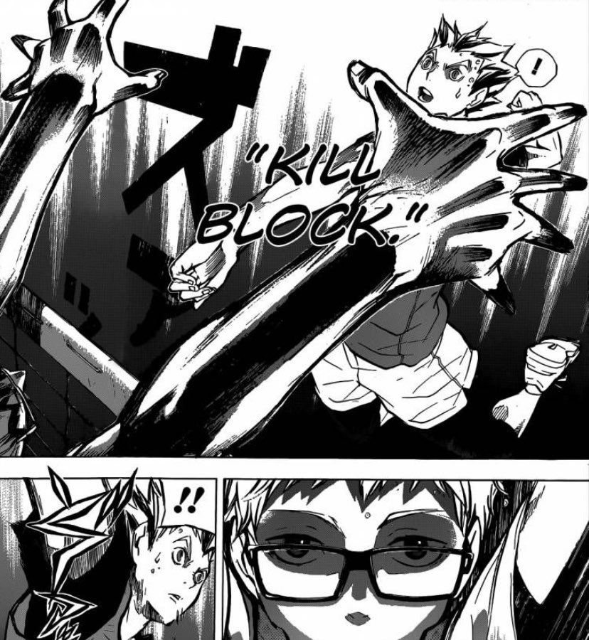 People around him immediately start to notice this too. Another thing to note here is we finally see him start to react to Yamaguchi’s encouragement to not lose to Hinata. We even see Yachi mention it saying “it’s like the sun versus the moon.”