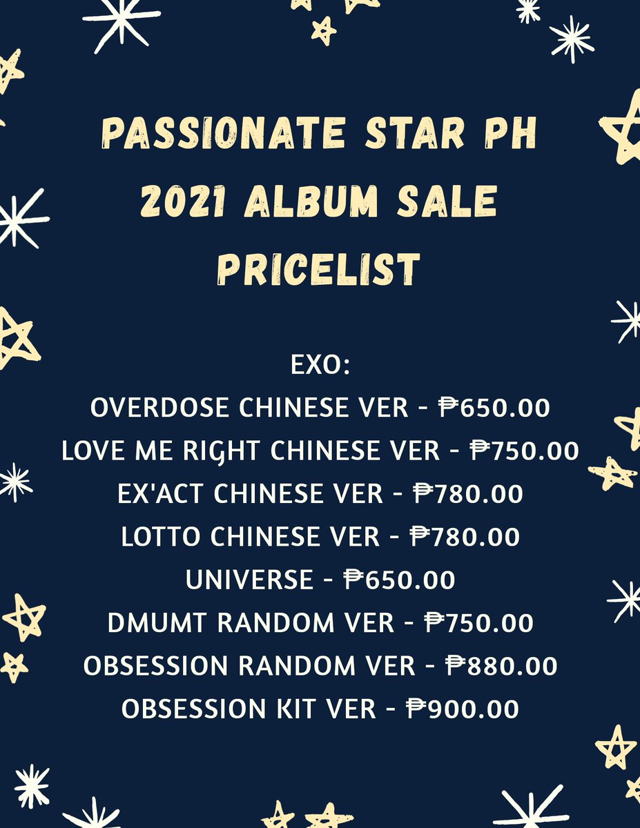 JMkcollections's tweet photo. #PSPH_GO | WTS | LFB | PH ONLY | Help RT

✨ 2021 ALBUM SALE ✨ 

𝐄𝐗𝐎 𝐒𝐄𝐀𝐋𝐄𝐃 𝐏𝐑𝐄𝐎𝐑𝐃𝐄𝐑 𝐀𝐋𝐁𝐔𝐌𝐒

✨ No POB (unless stated otherwise)
✨ Price range: ₱650-1,950
✨ Normal ETA
✨ DOO &amp; DOP: 01-21-21
✨ with Freebies

Order Form: https://t.co/nMSgf2xQqZ https://t.co/hkmxw5cITZ