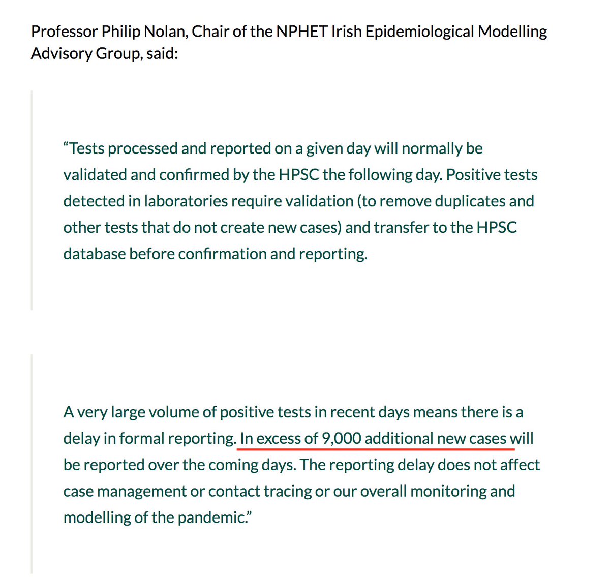 To be fair: NPHET are very, very clear about this. They've been flagging this for days – there's been a backlog building since just before Christmas, and only getting bigger every day.In today's release,  @President_MU added an extra statement drawing attention to the disparity.