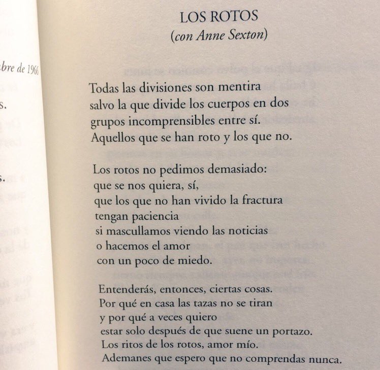 Dedicado a los rotos y a todos los que alguna vez nos sentimos identificados con este poema. Del libro ‘La policia celeste’ de Ben Clark.