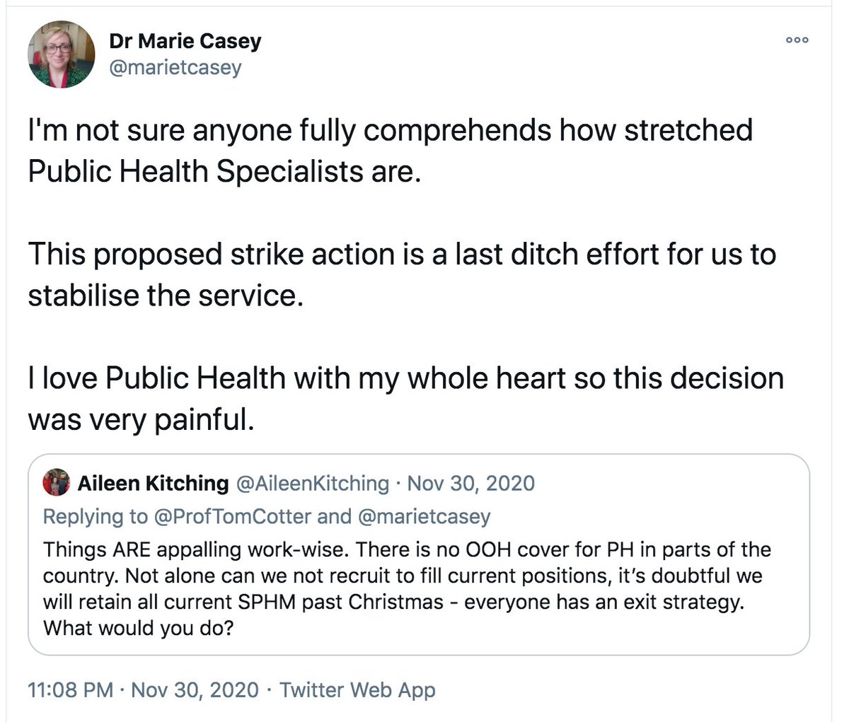 And so, in the middle of a PANDEMIC(!!), we may be facing a public health strike this month.After decades of neglect, pushed beyond the brink, they've simply crumbled.It is painful & difficult, but they are doing this FOR US, in 'a last-ditch effort to stabilise the service'.