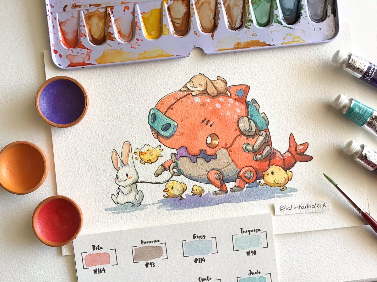 RustyRobot_art's tweet photo. Primer post del año! Feliz inicio a todos! 
#watercolor #illustration https://t.co/mle1X9uP4q