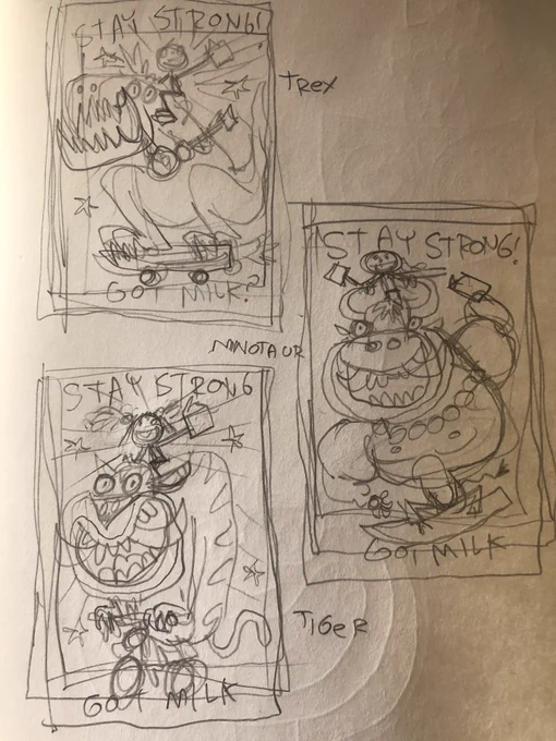 for anyone interested in my process here are the rough sketches and the color comps 