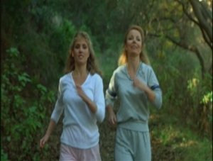 Pulling up about an hour later we arrive up at the lake and  @GameoverAliens Hudson points out these two out doing an early evening jog and I'm like this place is just crawling with babes!  #CobraKai    #FridayThe13th