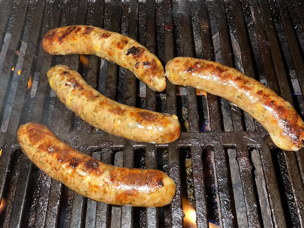 calmcheetah77's tweet photo. Brat of the new year: Jalapeño cheddar brats. Absolutely sizzling on the barbie. Not my first and definitely not my last #botny #brat https://t.co/Fr1IiaFyeL