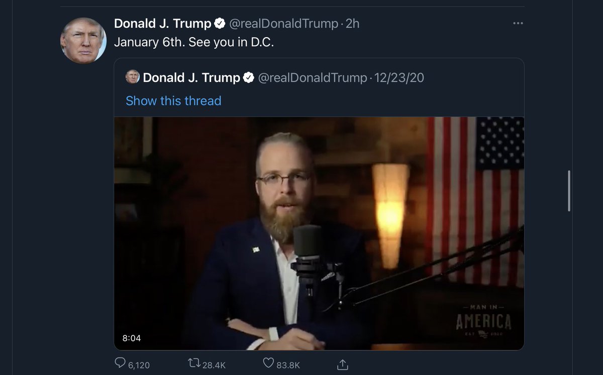 Here we have Inciter-In-Chief  @realDonaldTrump getting everyone ready for  #PoorBoyPalooza on Jan 6th.One more time for the ANTIFASCISTS in the back:The most dangerous fascist to ever walk on American soil WANTS YOU TO FIGHT PROUD BOYS on Jan 6th.That means you SHOULDN’T.