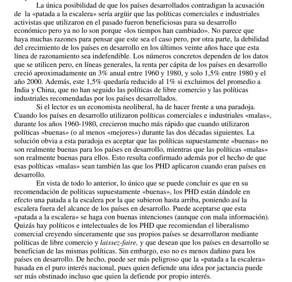 Esto es: 
Patear la escalera:La verdadera historia del libre comercio.
Por Ha-Joon Chang
Facultad de Ciencias Económicas y Ciencias Políticas de la Universidad de Cambridge.
Sobre el Estado en el desarrollo. 
Un tema interesante, muy bueno para un 1ero de enero (?).