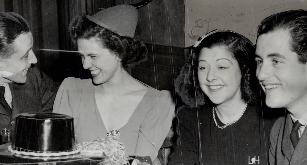 1. This photo was taken on New Year's Eve at the Royal York Hotel in Toronto — revellers ringing in 1942.I stumbled across it last night. And it turns out there's a story behind this photo: a wild, tragic tale filled with scandal, war, Broadway stars & betrayal.