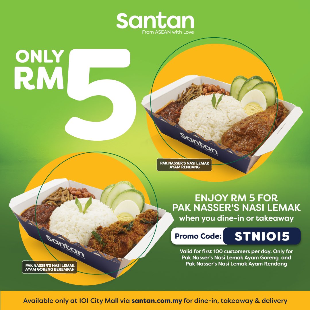 Twitter ä¸Šçš„ Santan Asean Putrajaya Peeps Pak Nasser S Nasi Lemak Only Rm5 Today At Our Ioi City Mall Outlet Come Now Https T Co Nkpsrxr5u4 Twitter