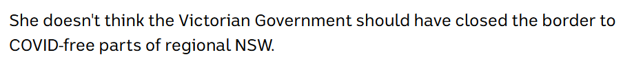 Is she an epidemiologist? No? Then I don't care what she thinks on this matter. #auspol  #springst  #thisisnotjournalism  #COVID19Vic  #nswpol