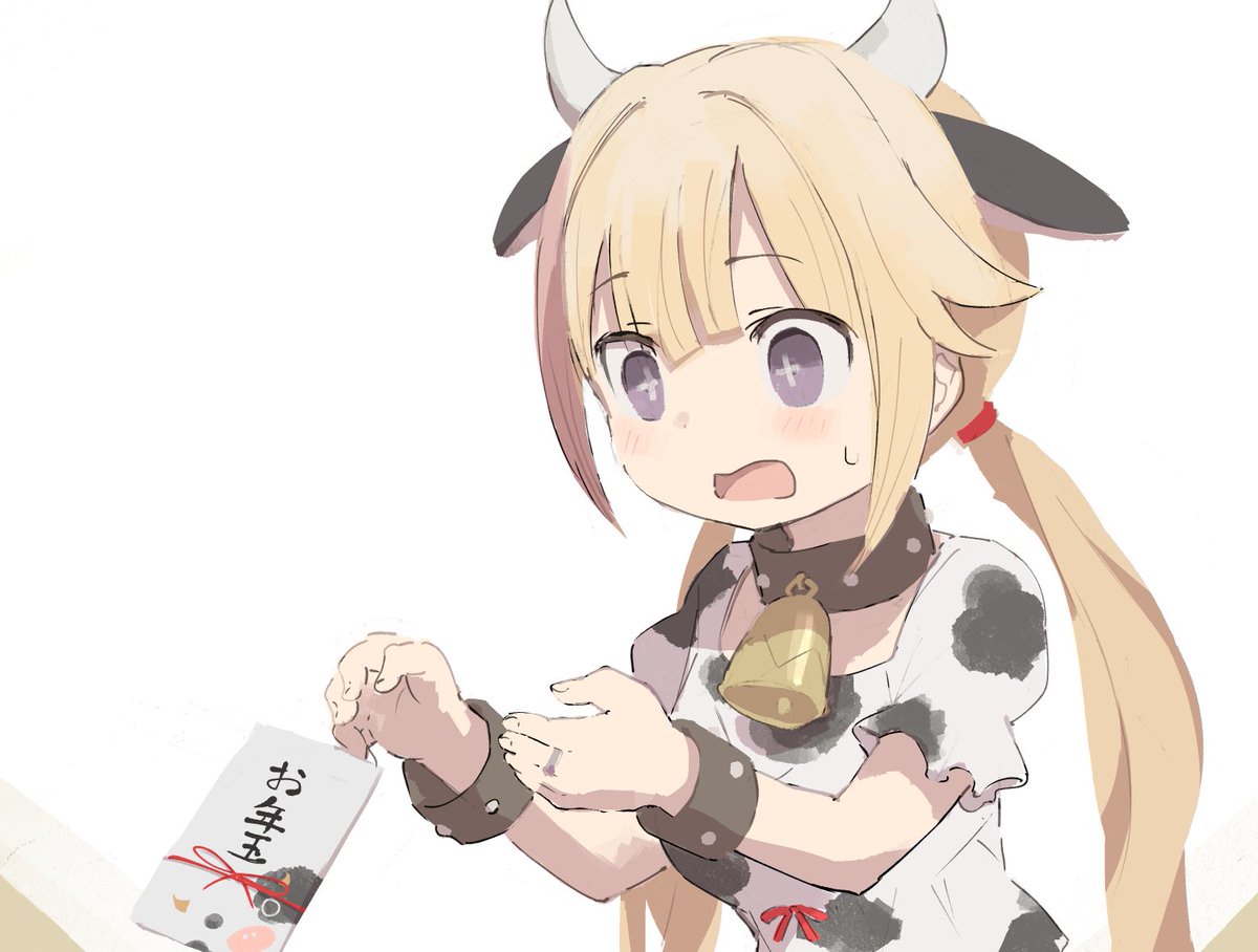 1girl animal print cow print horns bell twintails animal ears  illustration images