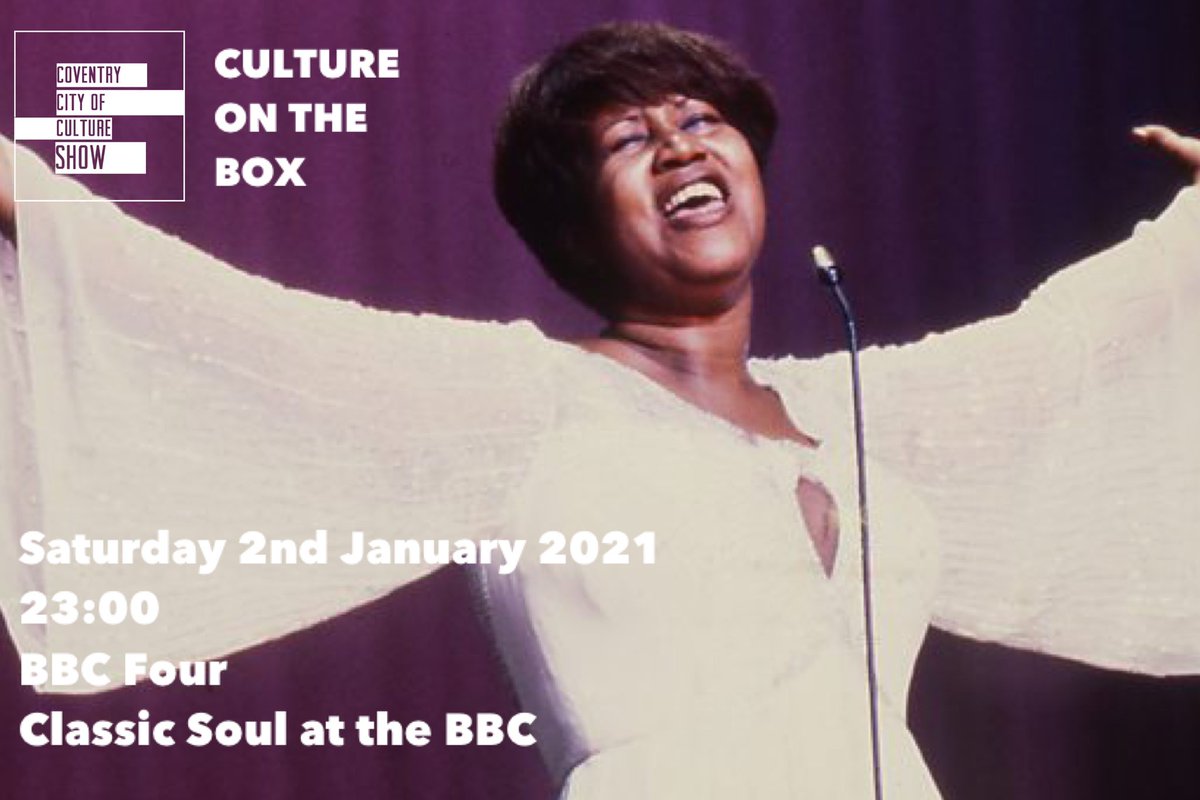 #WhatOn #CultureOnTheBox

Saturday 2nd January 2021
11pm
@BBCFOUR 
Classic Soul at the BBC

A collection of some of the greatest soul performances from the BBC's archive, featuring Aretha Franklin, Al Green, Dusty Springfield, Isaac Hayes, Solomon Burke and Percy Sledge.