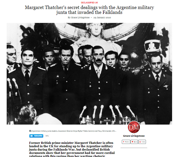 1981 - Thatcher govt begins big increase in arms deliveries to both Pinochet's murderous regime in Chile and the Argentinian military junta that invaded the Falklands the following year.  @declassifieduk  https://bit.ly/382ZADf&nbsp; /  https://bit.ly/3b1cnbm&nbsp;