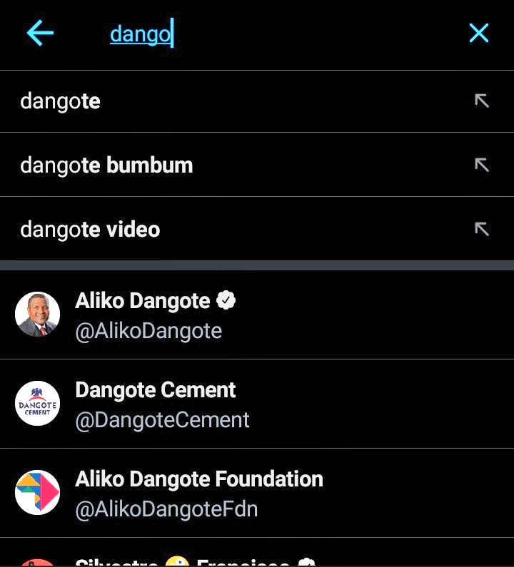 MutanaSandra's tweet photo. So i decided to search dangote on Twitter , only for me to fine these options 😂😂😂😂😂
Why are Nigerians like this bayi? https://t.co/P4scvpryJ2