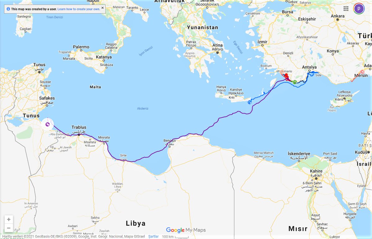 Ve Likya... O, bir uzunyol kaşifi.. Şu anda 2760 km yol alarak Tunus'un Boughrara Körfezi'ne girmiş durumda. Bakalım oradan çıkıp nereye yönelecek? Batıda Cebelitarık ve Atlas Okyanusu, doğuda ise Akdeniz suları var. İzleyelim birlikte...