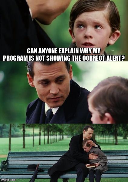 overflow_meme's tweet image. Can anyone explain why my program is not showing the correct alert? stackoverflow.com/questions/6553… #clientserver #nodejs #fetch #json #javascript